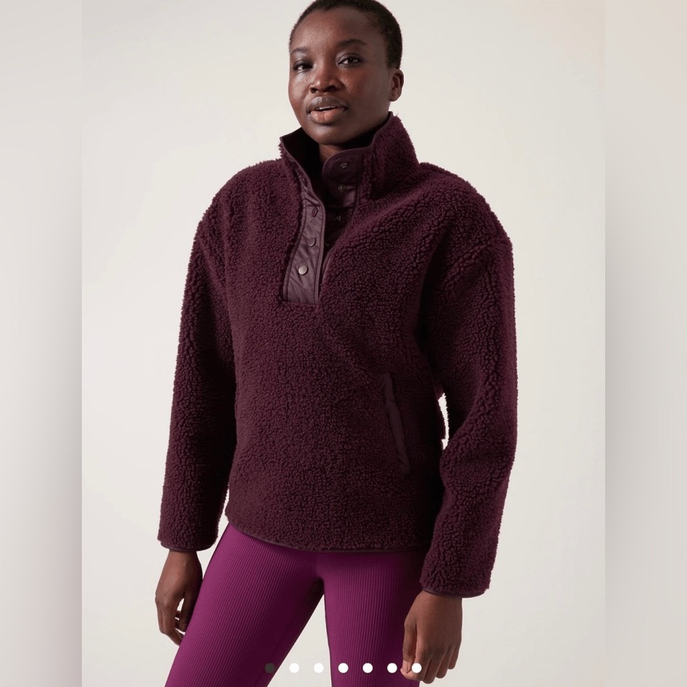 Athleta Cozy Sherpa Snap Sweatshirt NWT